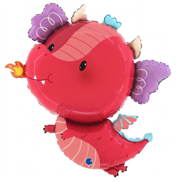 XXL Folienballon Figur - Roter süßer Drache - 74cm